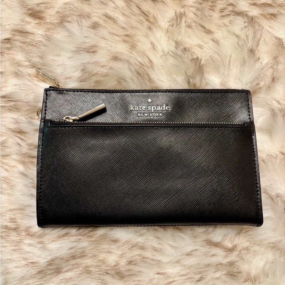 Kate Spade Staci Medium Saffiano Leather Wristlet - Black (no strap) - Picture 2 of 10